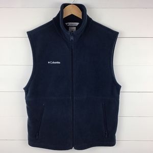 Columbia Men's M Fleece Vest Navy Blue Zip Up Mock